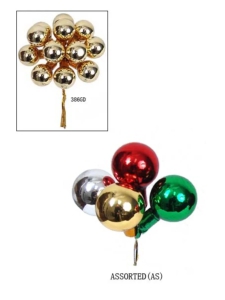 16MM Assorted Glass Balls With Wire - Green, Red, Gold, Silver (lot of 24 bunches) SALE ITEM